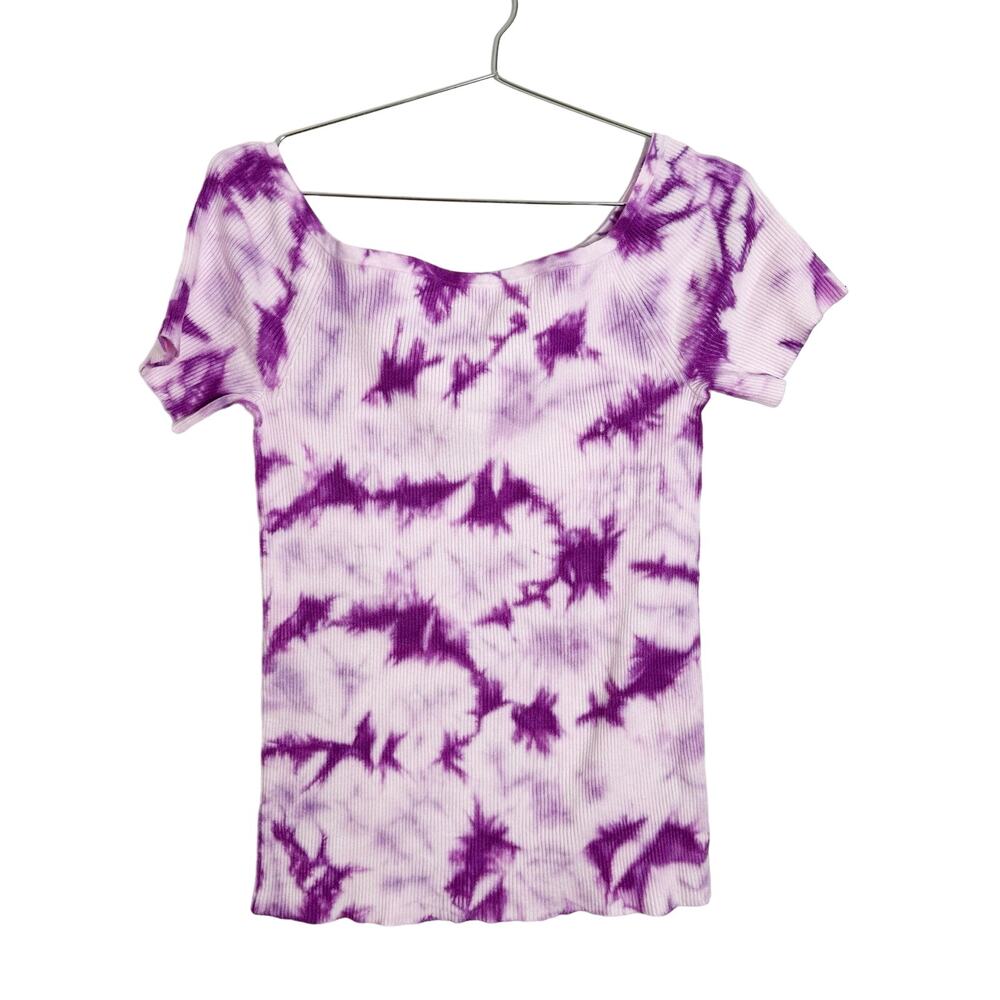 Torrid Pullover Off-Shoulder Short Sleeve Sweater Tie Dye Pink Purple sz 2X - Picture 3 of 8